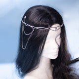 Thaladir fantasy elven tiara, bridal wedding festival silver crown with chains for costumes, brides, photo shoot, LARP