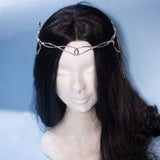 Thaladir fantasy elven tiara, bridal wedding festival silver crown with chains for costumes, brides, photo shoot, LARP