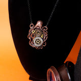 Abyss Machine bronze, silver and gold resin Steampunk necklace