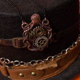 Abyss Machine bronze, silver and gold resin Steampunk necklace