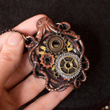 Abyss Machine bronze, silver and gold resin Steampunk necklace