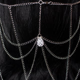 Aranel Elven Celtic tiara with silver stainless steel chains and drop pendant 