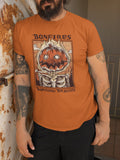 Bonfires Burning Bright pumpkin Halloween unisex t-shirt in white grey autumn orange olive green spooky gift