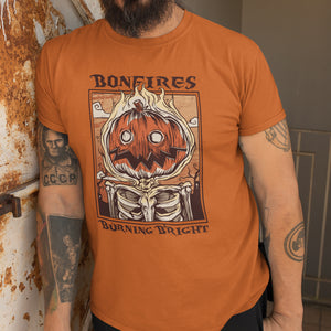 Bonfires Burning Bright pumpkin unisex t-shirt