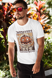 Bonfires Burning Bright pumpkin Halloween unisex t-shirt in white grey autumn orange olive green spooky gift