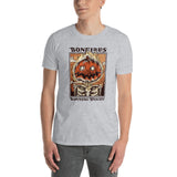 Bonfires Burning Bright pumpkin Halloween unisex t-shirt in white grey autumn orange olive green spooky gift