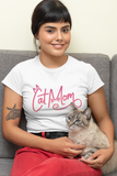 Cat Mom white and pink t-shirt for kitten lover