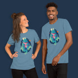 Cute sleeping dragon unisex steel blue or black t-shirt, geek outfit gift for D&D player unique fantasy dm t shirt funny dungeon master tshirt colorful cool dungeons & dragons apparel enthusiast  kawaii pathfinder clothing casual d n d tee dnd cotton top best friend son present girlfriend art birthday christmas anniversary 