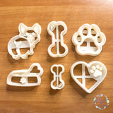 Dog Friend cookie cutters 3d printed set sugar biscuits stamp treat plastic corgi big and small bone paw heart bowl animal pet