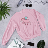 Fairy princess pig pink sweatshirt long sleeve pullover sweater, birthday christmas gift watercolor wings cute animal funny colorful crazy humerous positive oversized kawaii casual hoodie crewneck apparel clothing outfit top best friend bestfriend daughter girlfriend female present fairytale aesthetic geek geekery 