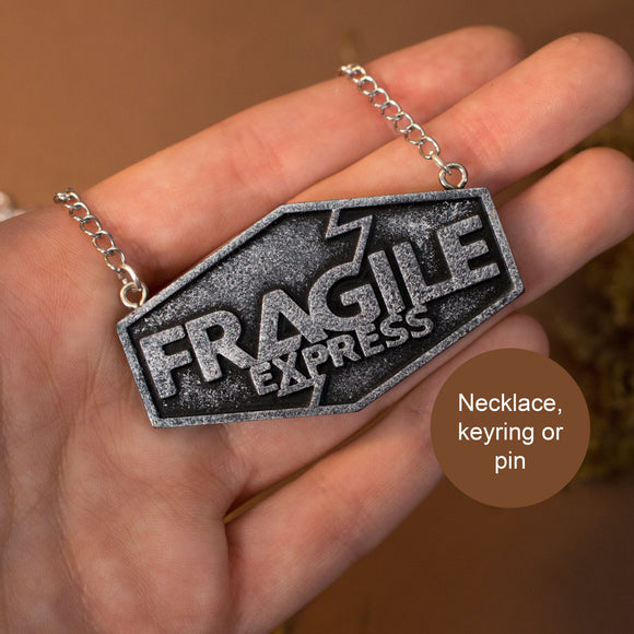 Fragile Express Death Stranding silver resin necklace, pin or key ring acrylic chain videogame kojima