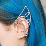 Gaerys ear cuff elfic silver stainless steel earrings no piercing elf elvish elven forest queen cosplay costume 