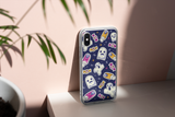 Halloween Iphone Samsung blue phone cases with ghosts, spooky cute goth gift outfit