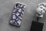 Halloween Iphone Samsung blue phone cases with ghosts, spooky cute goth gift outfit