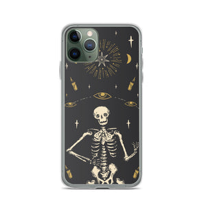 Halloween Iphone Samsung dark grey phone case with skeleton, spooky cute goth gift outfit 