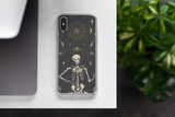 Halloween Iphone Samsung dark grey phone case with skeleton, spooky cute goth gift outfit 