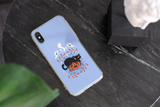 Halloween Iphone Samsung light blue phone cases with pumpkin cat, spooky cute goth gift outfit