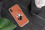 Halloween Iphone Samsung orange phone cases with skull cat, spooky cute goth gift outfit