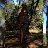 Arthur unisex brown custom velvet cloak with hoodie king queen goth cosplay warrior wizard witch costume vampire larp rpg fantasy halloween wedding celtic medieval bridal outfit royal viking nordic fair adult high quality renaissance elegant elven pagan clothing red elvish fairy norse green magic witchcraft lotr personalized winter cape