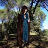 Arthur unisex brown custom velvet cloak with hoodie king queen goth cosplay warrior wizard witch costume vampire larp rpg fantasy halloween wedding celtic medieval bridal outfit royal viking nordic fair adult high quality renaissance elegant elven pagan clothing red elvish fairy norse green magic witchcraft lotr personalized winter cape