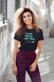 I just want all the cats women's black t-shirt with paw, cat lover gift, cat mama mother