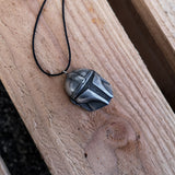 Mando's helmet necklace in resin and aluminum powder from The Mandalorian tv show