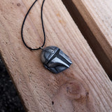 Mando's helmet necklace in resin and aluminum powder from The Mandalorian tv show