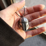 Mando's helmet necklace in resin and aluminum powder from The Mandalorian tv show