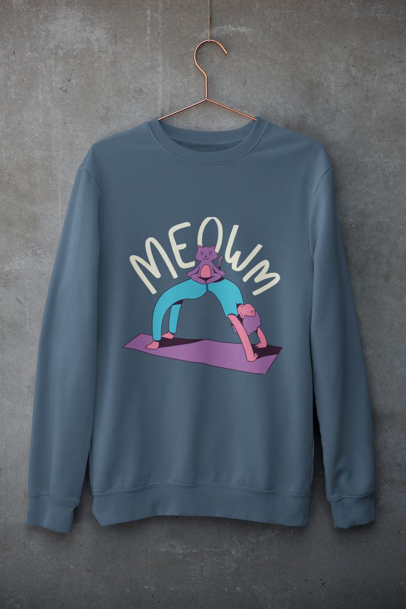 Meowm yoga cat unisex black or indigo blue sweatshirt – Mystical Props