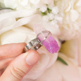 Narwain ring with adjustable metallic base and resin crystal