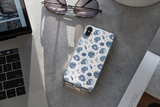 Skull and flowers Iphone Samsung blue phone case, spooky cute goth gift outfit