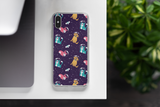 Space animal with cat, dog and hamster Iphone Samsung purple phone case, cute gift for animals lovers