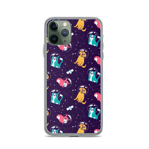 Space animal with cat, dog and hamster Iphone Samsung purple phone case, cute gift for animals lovers