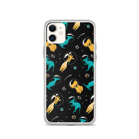 Space animal with koala, kangaroo and giraffe Iphone Samsung purple phone case, cute gift for animals lovers 