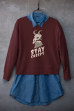 Stay Creepy Halloween skull unisex burgundy maroon sweatshirt long sleeve pullover sweater, cute birthday christmast gift