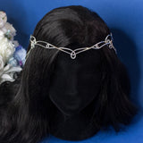 Taliesin Elfic Celtic tiara in silver stainless steel with chains and crystal bohemien elven elvish viking princess queen arwen medieval elf