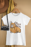 Trick Or Treat pug dog puppy unisex white t-shirt, cute spooky Halloween outfit gift 