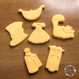 alice in wonderland lover cookie cutter set sugar biscuits stamp 3d printed plastic dress we are all mad here doorknob drink me bottle cheshire cat mad hatter