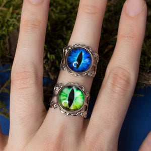 blue green dragon eye ring gothic accessory gift