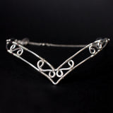 Beruthiel Elfic Viking tiara in silver stainless steel handmade medium hard wire wrap with chain elf medieval party