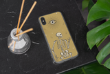 Halloween Iphone Samsung dark grey phone case with skeleton, spooky cute goth gift outfit 