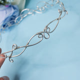 Taran elfic tiara in silver stainless steel crown bohemien beach wedding party with color wire elegant intricate