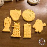 doctor who dr whovian cookie cutter set sugar biscuits stamp 3d printed plastic gallifrey cyberman dalek adipose tardis weeping angel