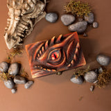 Meraxes blue, green and red dragon wood and resin D&D dice box dungeons dragons eye sculpture