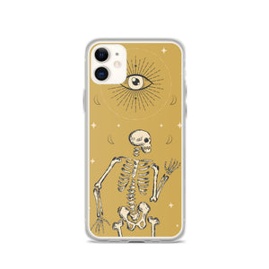 Halloween Iphone Samsung dark grey phone case with skeleton, spooky cute goth gift outfit 