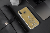 Halloween Iphone Samsung dark grey phone case with skeleton, spooky cute goth gift outfit 