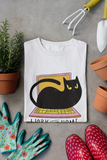 Work From Home unisex white t-shirt for cat lovers, cute outfit gift for computer home worker, funny quarantine