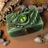 Meraxes blue, green and red dragon wood and resin D&D dice box holder under 60 dollars euro