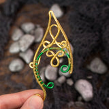 Ailin ear cuff elfic gold and green stainless steel earrings no piercing celtic pixie fantasy lover gift