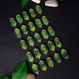 Nature's Balance Viking Elder Futhark runes set. Colorful viking runes birthday gifts, role play fair female present, druid green witch aesthetic art, white magic male magick blue resin stone set, unique lightweight elfic fantasy protection, tricolor celtic medieval pagan engraved nordic norse divination, elder futhark witchcraft, leaf earth element 